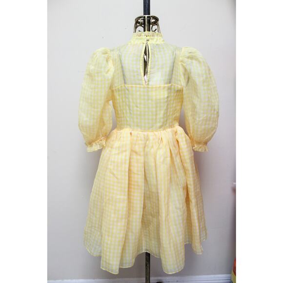 NWT Selkie Yellow Buttercream Gingham Royal Puff Dress Size Small - Picture 4 of 5